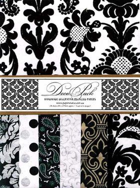 DecoPack 131 Black and White - An assortment of handmade recycled papers popular with Cardmakers