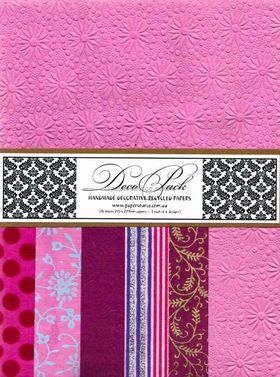 DecoPack 133 Pink themed - An assortment of handmade recycled papers popular with Cardmakers