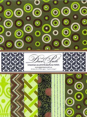 DecoPack 136 Green themed - An assortment of handmade recycled papers popular with Cardmakers