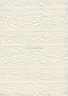 Embossed Floral Border Quartz Pearlescent A4 handmade, recycled paper | PaperSource