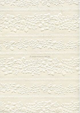 Embossed Floral Border Quartz Pearlescent A4 handmade, recycled paper | PaperSource