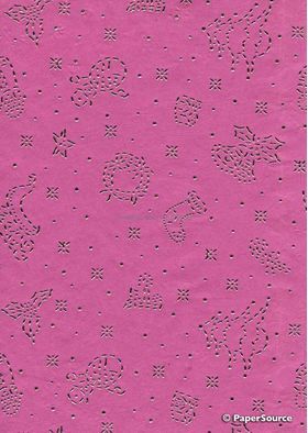 Precious Metals | Christmas Pink with Silver Raised Pattern on Handmade, Recycled Cotton A4 paper | PaperSource