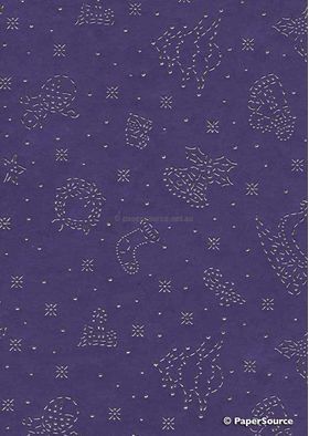 Precious Metals | Christmas Purple with Silver Raised Pattern on Handmade, Recycled Cotton A4 paper | PaperSource