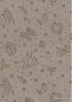 Precious Metals | Christmas Warm Grey with Gold Raised Pattern on Handmade, Recycled Silk A4 paper | PaperSource