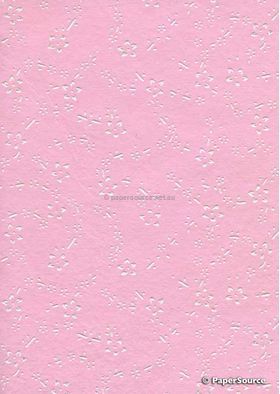 Precious Metals Jasmine | Raised pattern in white on Light Pink Handmade, 120gsm Cotton recycled A4 paper | PaperSource