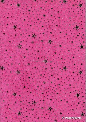 Precious Metals Star | Raised pattern in silver on Hot Pink Handmade, 120gsm Silk recycled A4 paper | PaperSource