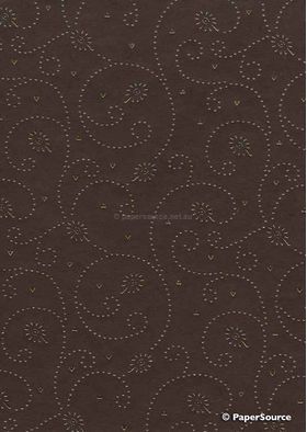 Precious Metals Tiny Heart | Chocolate Brown with a Gold Foiled, raised pattern on Handmade, Recycled A4 paper | PaperSource
