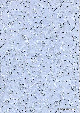 Precious Metals Tiny Heart | Pastel Blue with a Silver Foiled, raised pattern on Handmade, Recycled A4 paper | PaperSource