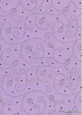 Precious Metals Tiny Heart | Pastel Lilac with a Silver Foiled, raised pattern on Handmade, Recycled A4 paper | PaperSource