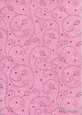Precious Metals Tiny Heart | Pastel Pink with Silver Foiled raised pattern on Handmade, Recycled Silk A4 paper | PaperSource