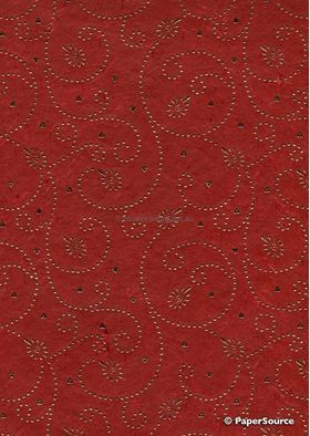 Precious Metals Tiny Heart | Red with a Gold Foiled, raised pattern on Handmade, Recycled A4 paper | PaperSource