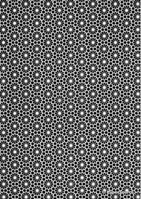 Chiyogami | Abstract 28 Japanese handmade, screen printed paper with small flowers in black on pale grey and white background | PaperSource