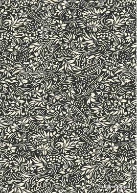 Japanese Chiyogami Floral 34, Black and White with Silver accents. An A4 Washi Yuzen Handmade Paper | PaperSource