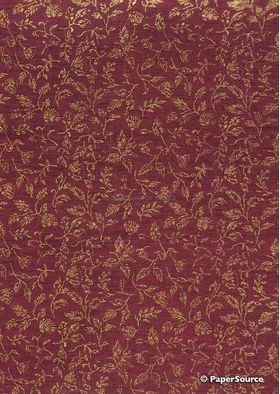 Another colour option - Chiffon Leafage Maroon with Gold Floral Textural Print on A4 | PaperSource
