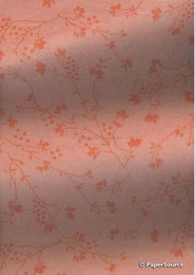 Chiffon Print | Blossom Melon Pink Chiffon with Melon Pink Small Floral Print, A4 - curled | PaperSource