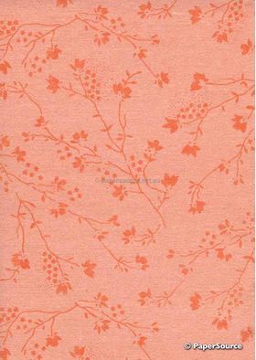 Chiffon Print | Blossom Melon Pink Chiffon with Melon Pink Small Floral Print, A4 | PaperSource