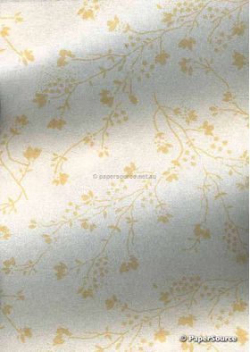 Chiffon Print | Blossom Pearl Chiffon with Amber Small Floral Print, A4 - curled | PaperSource