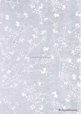 Chiffon Blossom | White Chiffon with White Screen Print-on dark-background | PaperSource