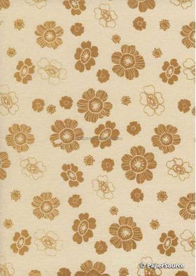 Chiffon Print | Hawaiian Pearl Chiffon with Brown Floral pattern, A4 | PaperSource