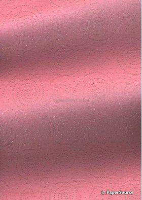 Chiffon Print | Spiral Pink Chiffon with raised Silver Glitter dots in a circle and swirl pattern, A4 - curled | PaperSource