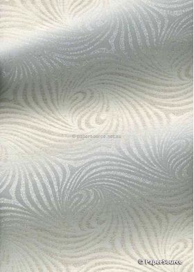 Chiffon Print | Vortex White Chiffon with Pearl swirly pattern on A4 - curled | PaperSource