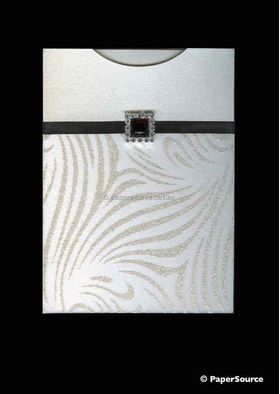 C6 Invitation Sleeve Pocket using Chiffon Vortex White with Pearl Swirl Pattern | PaperSource