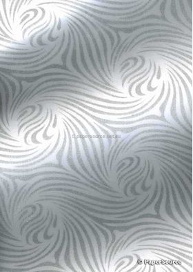 Chiffon Vortex White with Silver Swirl Pattern Print A4 paper | PaperSource