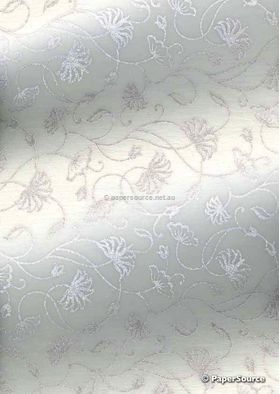 Chiffon Print | Anemone White Chiffon with Silver and Glitter Floral Print, A4 - curled | PaperSource Chiffon Print | Anemone White Chiffon with Silver and Glitter Floral Print, A4 - curled | PaperSource