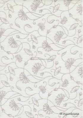 Chiffon Anemone White with Silver and Glitter Floral Print A4 paper | PaperSource