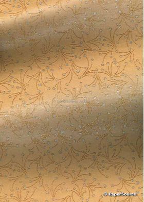 Chiffon Print | Diamante Amber Chiffon with Gold pattern and Silver Glitter highlights, A4 - curled | PaperSource