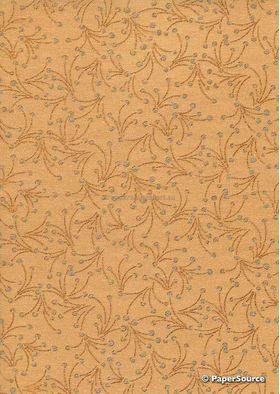 Chiffon Print | Diamante Amber Chiffon with Gold pattern and Silver Glitter highlights, A4 | PaperSource