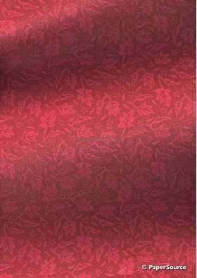 Chiffon Print | Autumn Red Chiffon with Red Leaf Print, A4 - curled | PaperSource