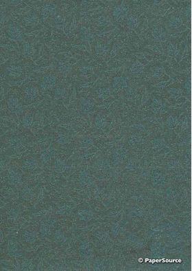 Chiffon Print | Autumn Green Chiffon with Light Teal Print, A4 | PaperSource