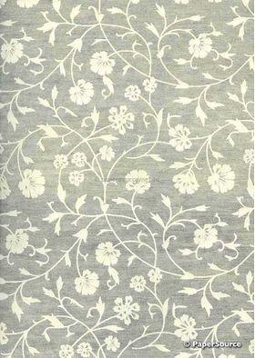 Chiffon Print | Carnation Ivory Chiffon with Ivory Floral Branch Raised Print, A4 - on dark background | PaperSource