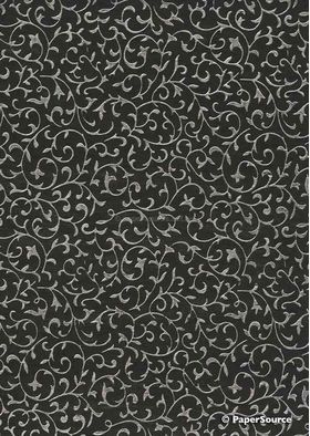 Flat Foil Rococo | Black Chiffon with Silver Foiled Wrought Iron Lacework pattern, A4 | PaperSource Flat Foil Rococo | Black Chiffon with Silver Foiled Wrought Iron Lacework pattern, A4 | PaperSource