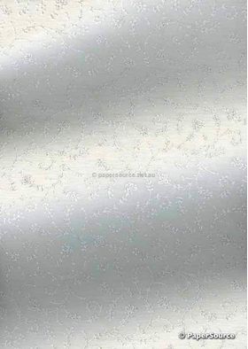 Chiffon Print | Amore White Chiffon with Silver and Glitter Floral Print, A4 - curled | PaperSource