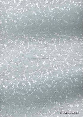 Chiffon Print | Amore White Chiffon with Silver and Glitter Floral Print, A4 - curled | PaperSource