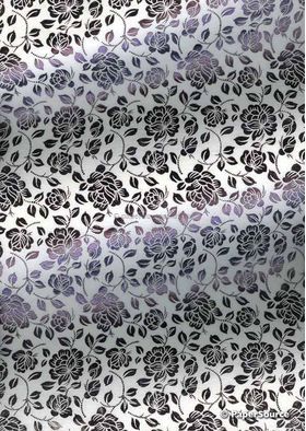 Flat Foil English Rose | Black Foil on White Chiffon A4 | PaperSource