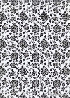 Flat Foil English Rose | Black Foil on White Chiffon A4 - curled | PaperSource Flat Foil English Rose | Black Foil on White Chiffon A4 - curled | PaperSource