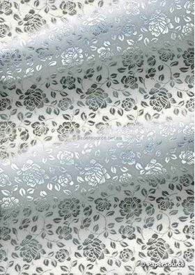 Flat Foil English Rose | Silver Foil on White Chiffon A4 - curled | PaperSource
