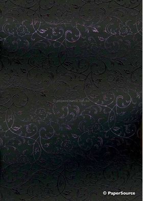 Flat Foil Espalier | Black Chiffon with Black foiled design, handmade recycled paper | PaperSource
