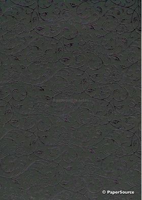Flat Foil Espalier | Black Chiffon with Black foiled design, handmade recycled paper | PaperSource