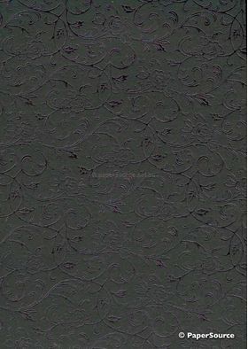 Flat Foil Espalier | Black Chiffon with Black foiled floral vine pattern | PaperSource