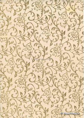 Flat Foil Espalier | Champagne Pearl Chiffon with Gold foiled floral vine pattern | PaperSource