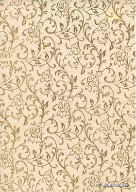 Flat Foil Espalier Champagne Chiffon with Gold foiled design, handmade recycled paper | PaperSource