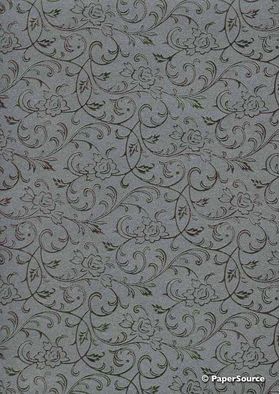 Flat Foil Espalier Charcoal Chiffon with Gunmetal Grey foiled design, handmade recycled paper | PaperSource