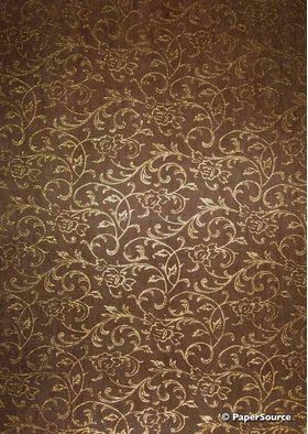Flat Foil Espalier Chocolate Brown Chiffon with Gold foiled design, handmade recycled paper | PaperSource