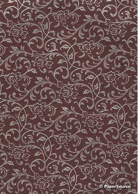 Flat Foil Espalier Claret Chiffon with Silver foiled design, handmade recycled paper | PaperSource