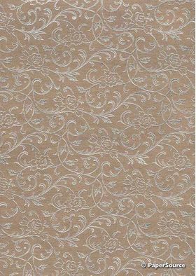 Flat Foil Espalier Mink Chiffon with Silver foiled design, handmade recycled paper | PaperSource