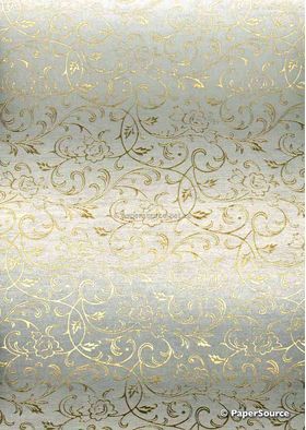 Flat Foil Espalier Quartz Chiffon with Gold foiled design, handmade recycled paper | PaperSource